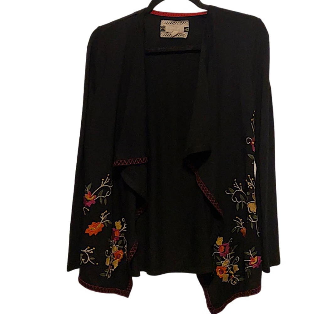 Cupio embroidered open front cardigan small